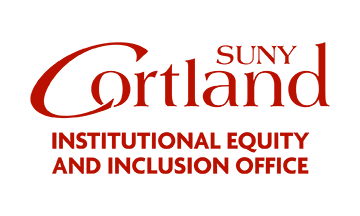SUNY Cortland primary logo lockup example, red